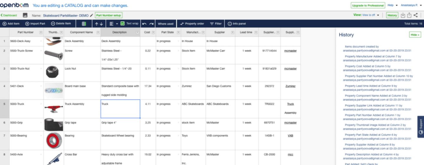 OpenBOM Fundamentals — Bill of Materials and Catalog