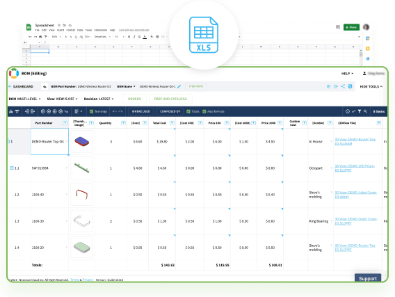 Flexible Structured Bills of Materials with Visualization and Spreadsheet-like User Experience