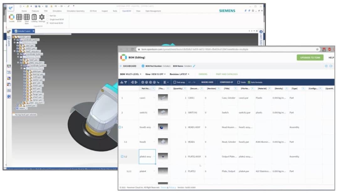 OpenBOM & Solid Edge Working Side By Side: BOM for 3D CAD Just Got Easier!