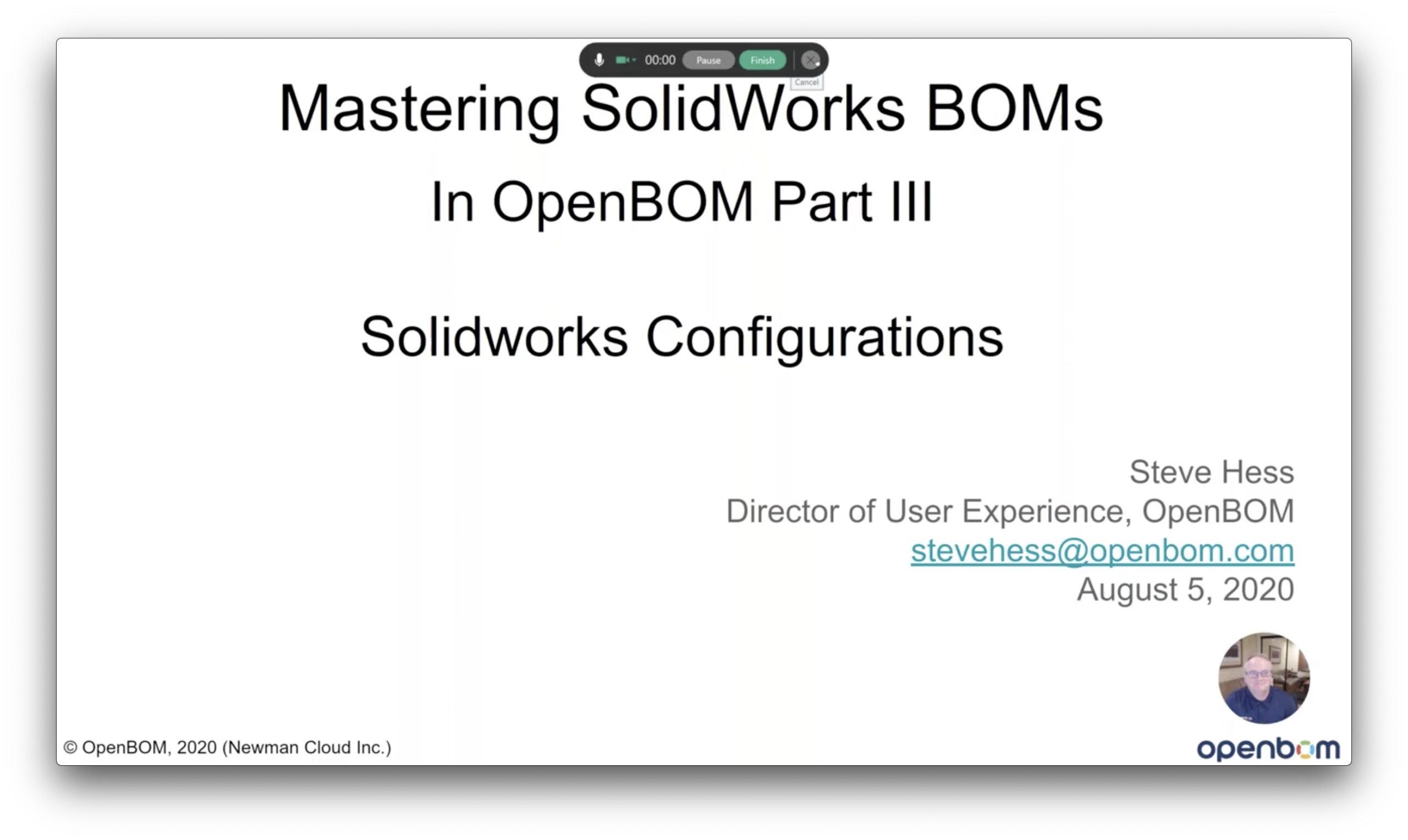 WEBINAR: OpenBOM for Solidworks Part III – Purchased Assemblies and Configurations