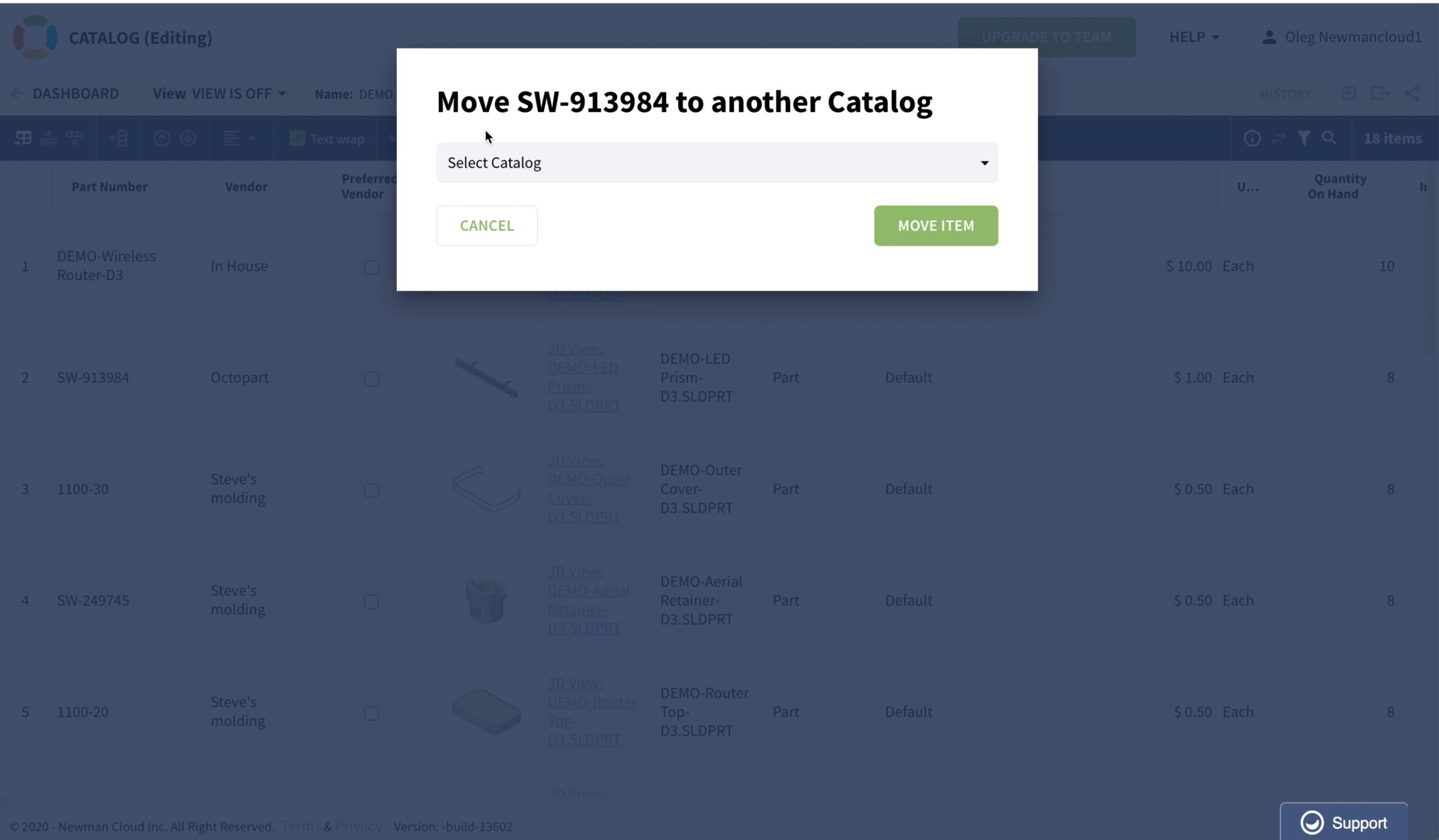 PREVIEW: Move an Item between OpenBOM catalogs