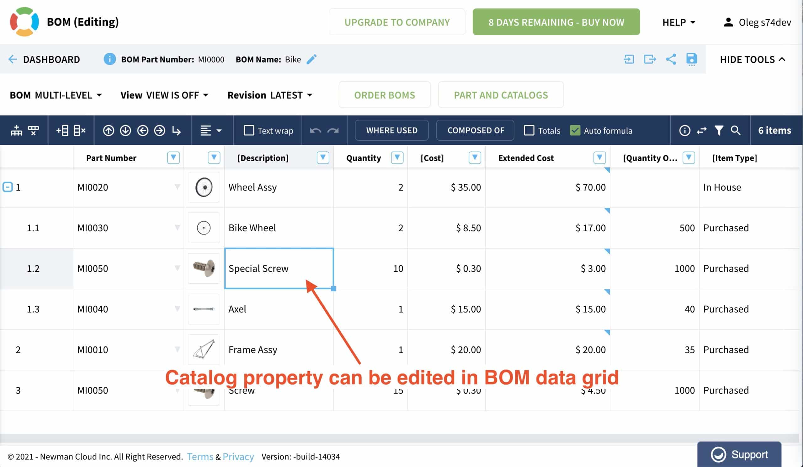 HEADS UP: User Experience Improvement – Seamless Catalog Data Editing in BOMs 