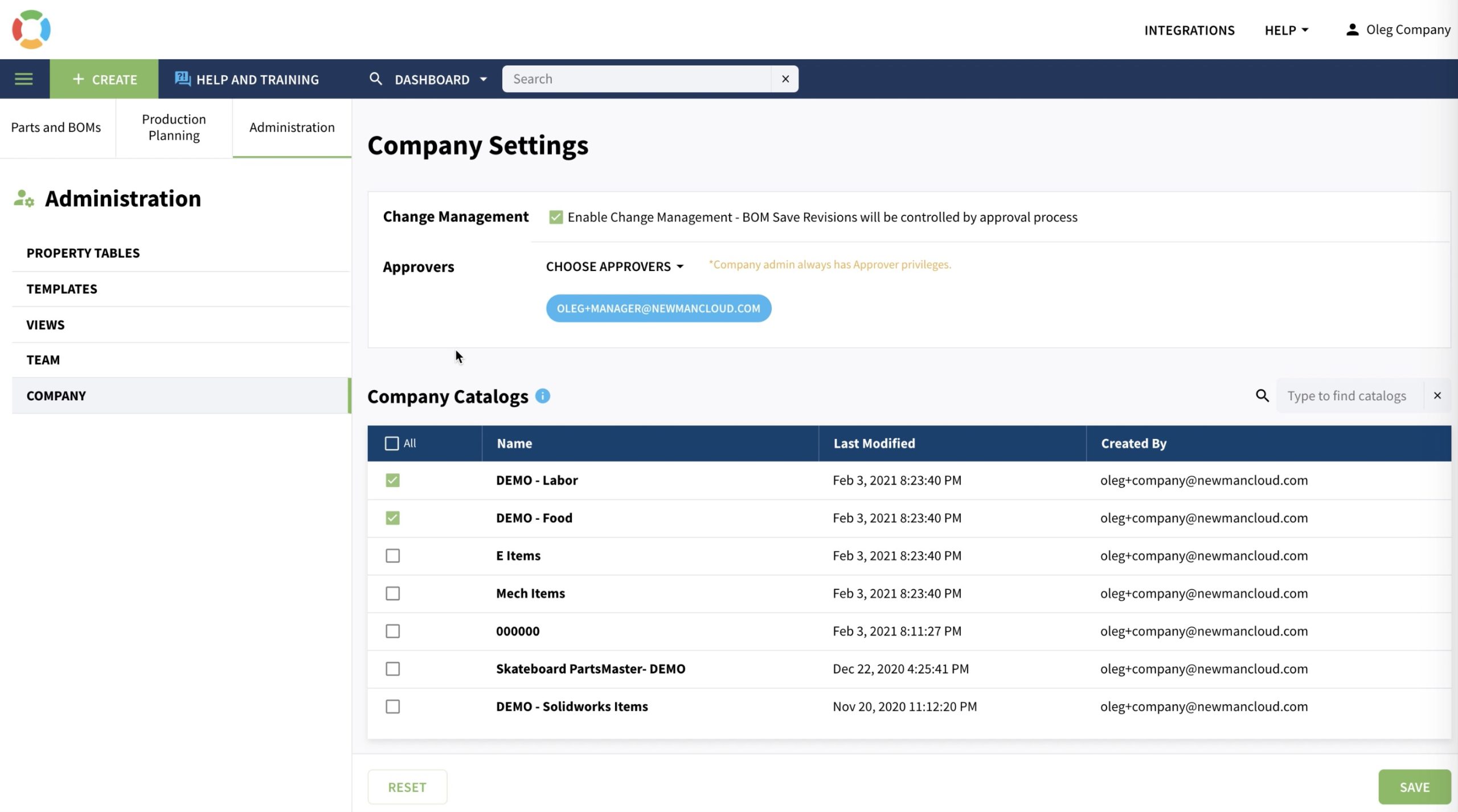 Company Subscription – Managing Part Numbers and Data Sharing With Contractors and Suppliers