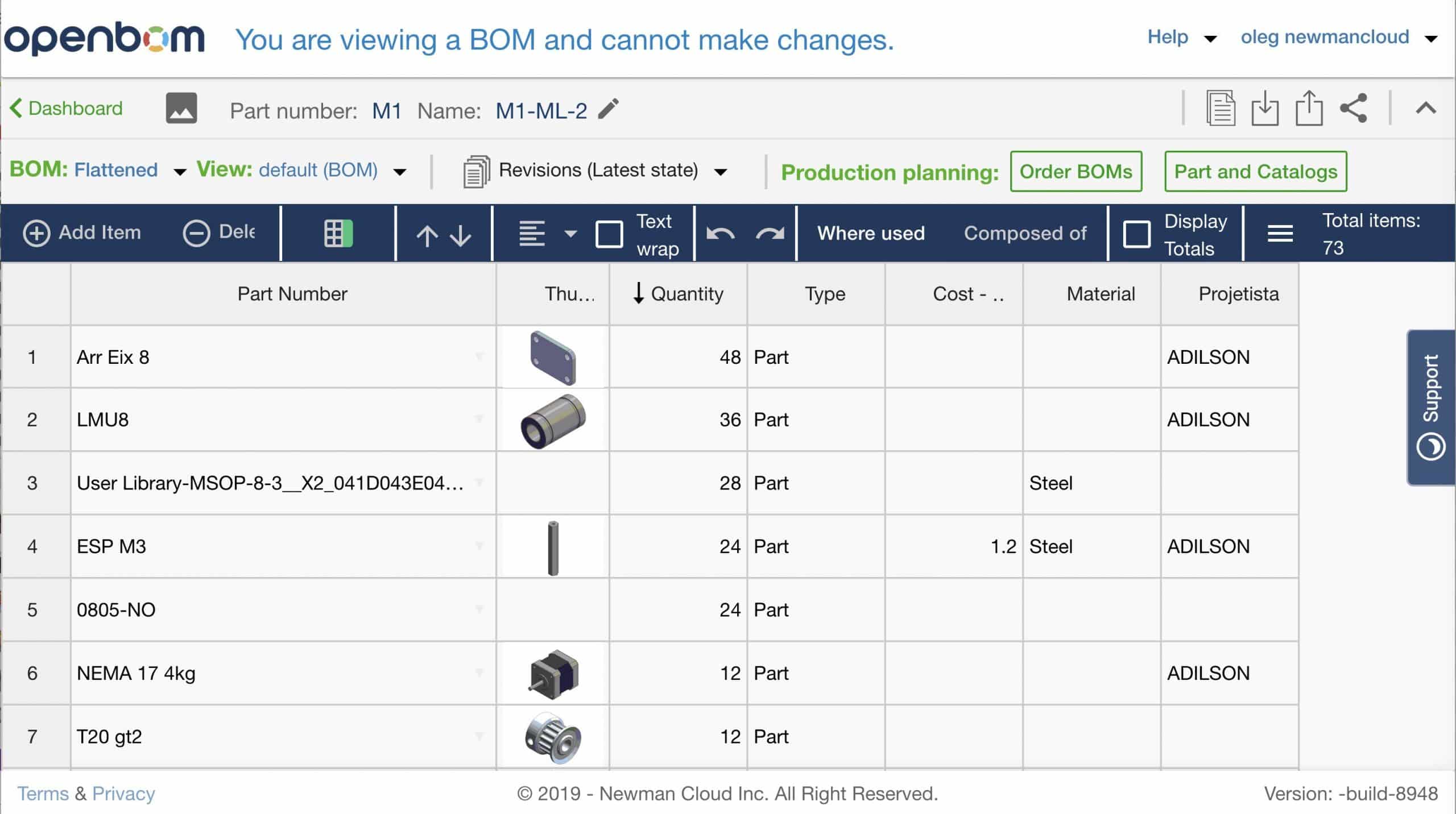 OpenBOM 101 – Flattened BOM