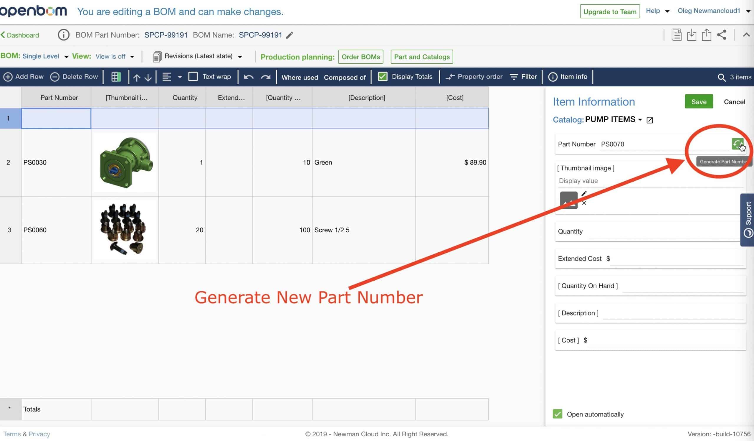 Quick preview: Generate Part Number from Catalog On The Fly