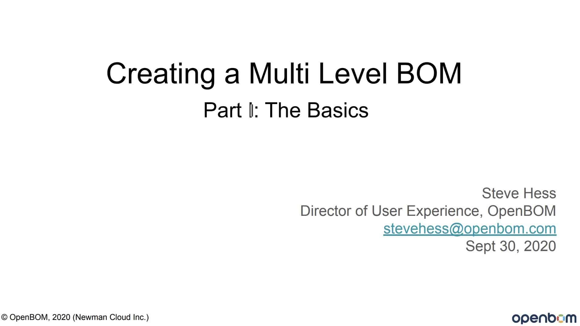 WEBINAR: Create Multi-level BOM, Part 1