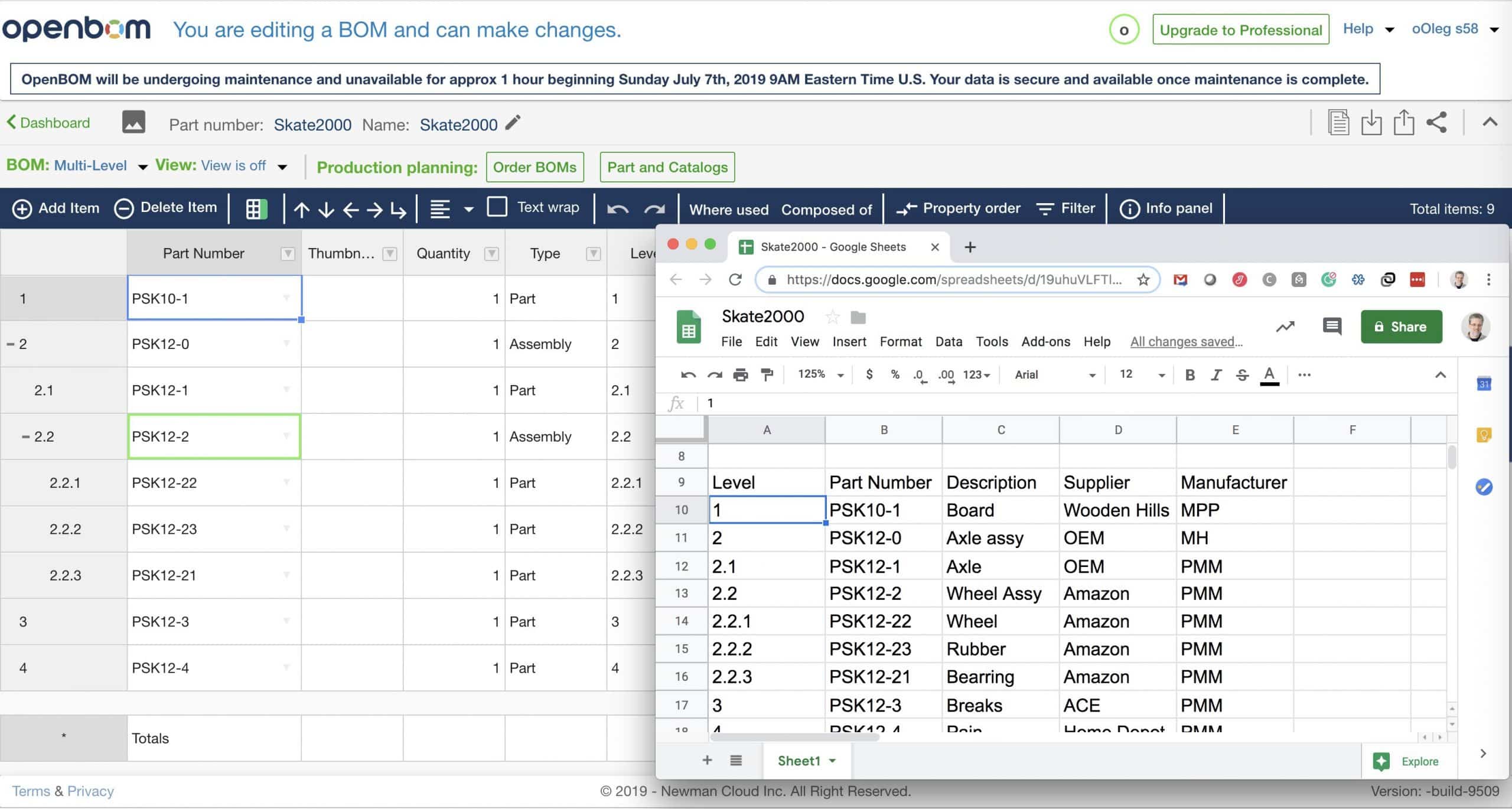 NEW – Multi-level BOM import from a single spreadsheet