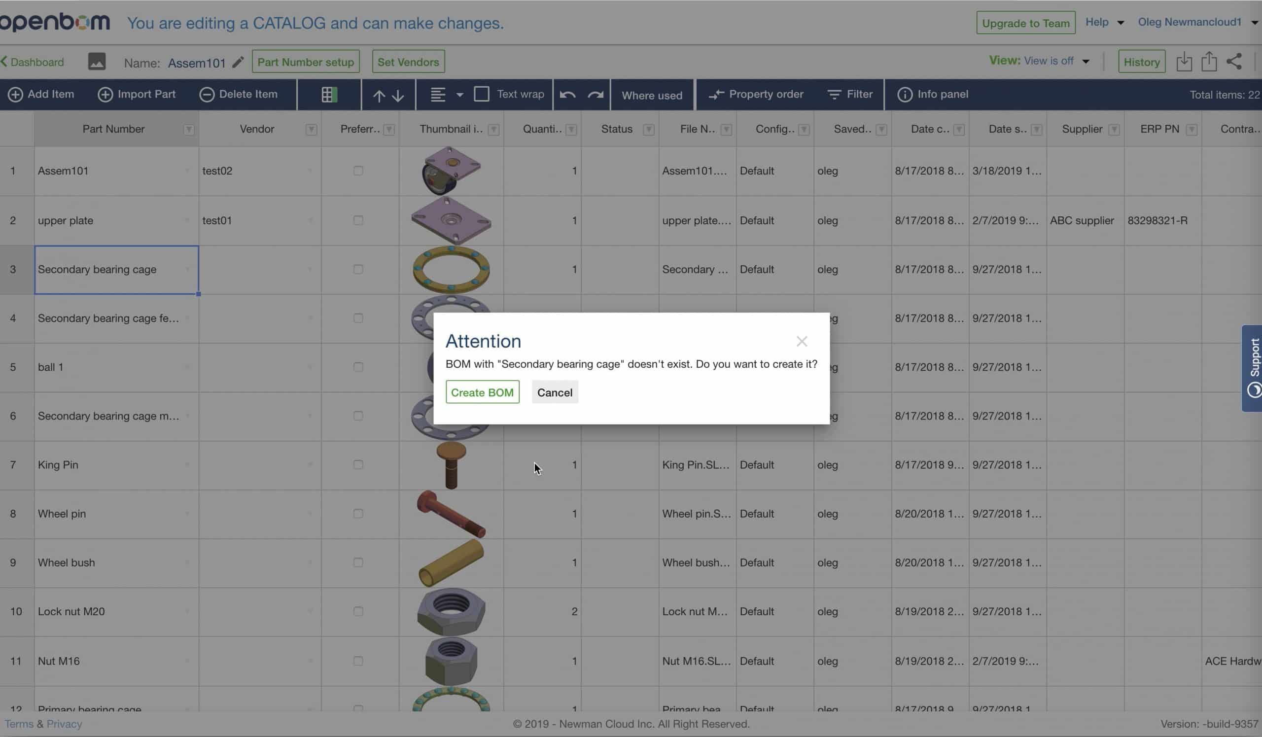 Heads up – New BOM and Catalog user creation and navigation experience