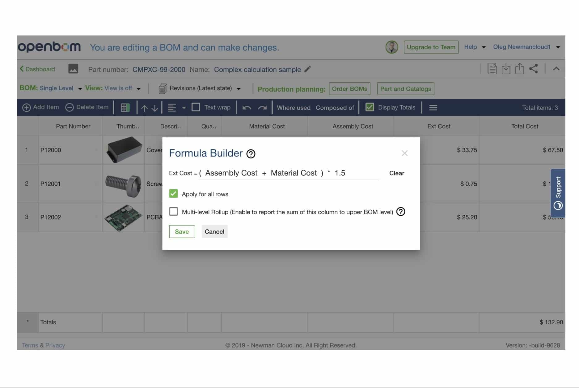 Enhancements of OpenBOM Formula Editor and Calculations 