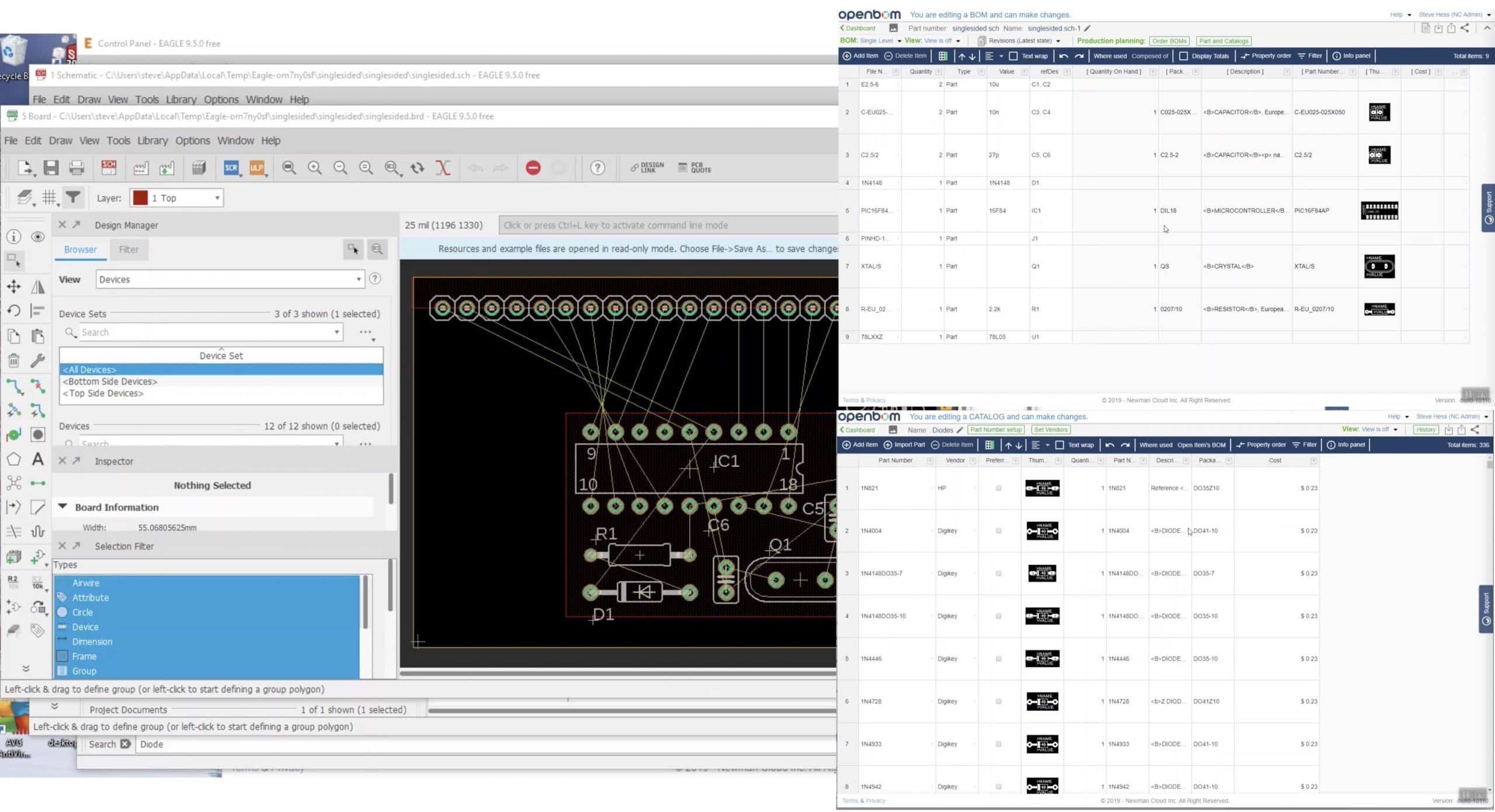 How to create Autodesk Eagle BOM (Bill of Materials) using OpenBOM Add-in