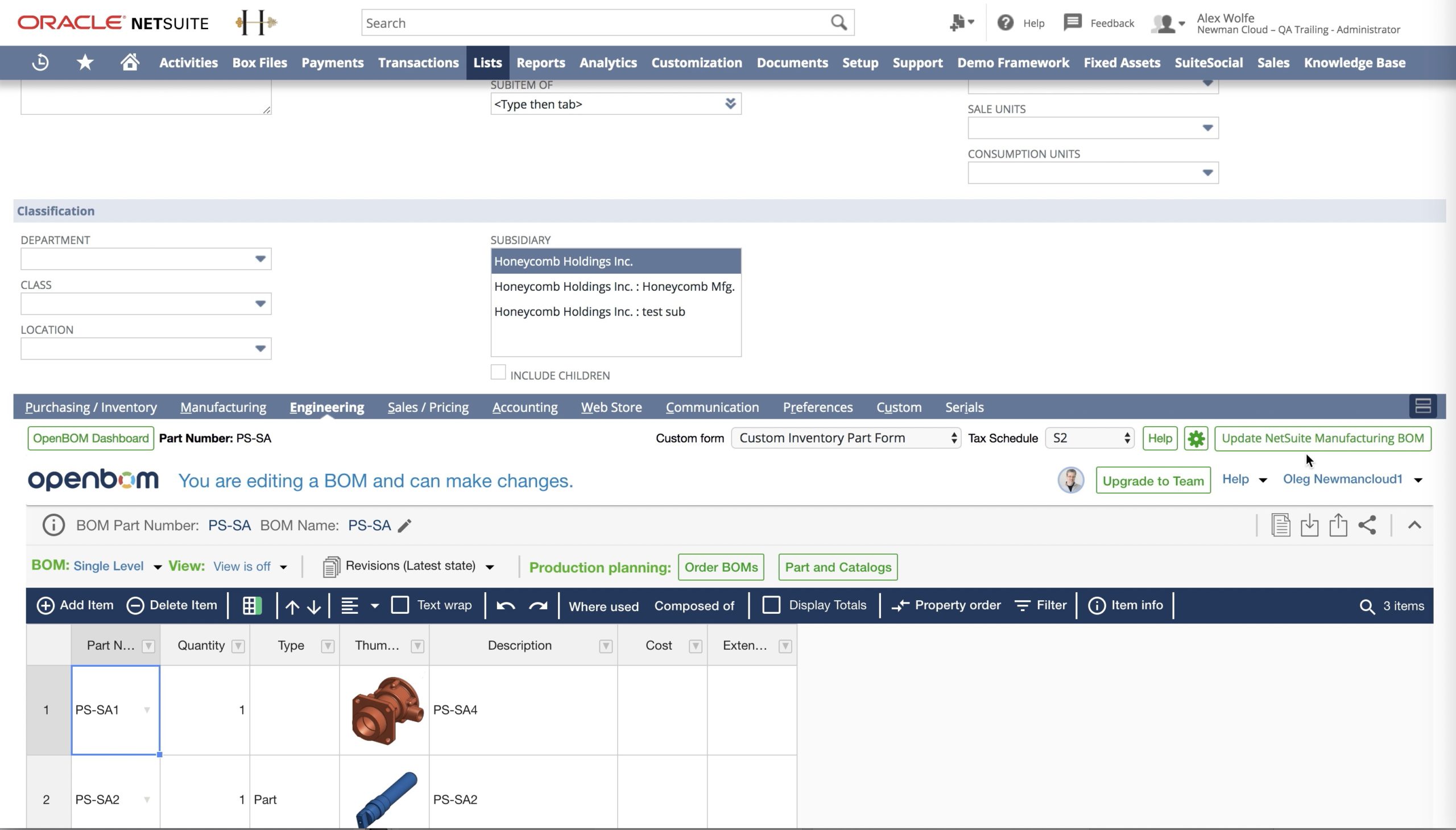 Export Assembly Structure from OpenBOM to NetSuite. Part One- Bottom-up