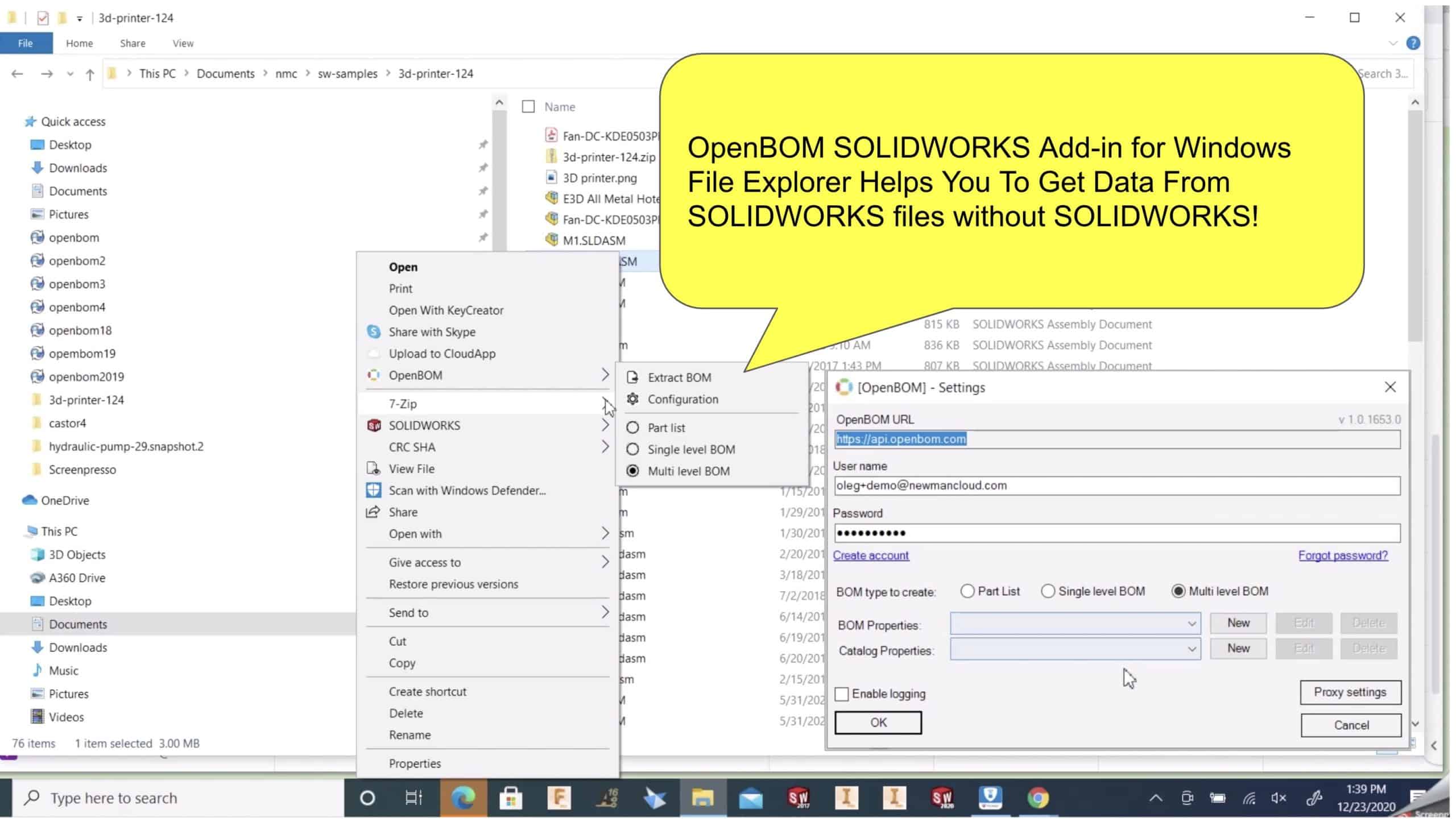 SOLIDWORKS Add-in For Windows File Explorer