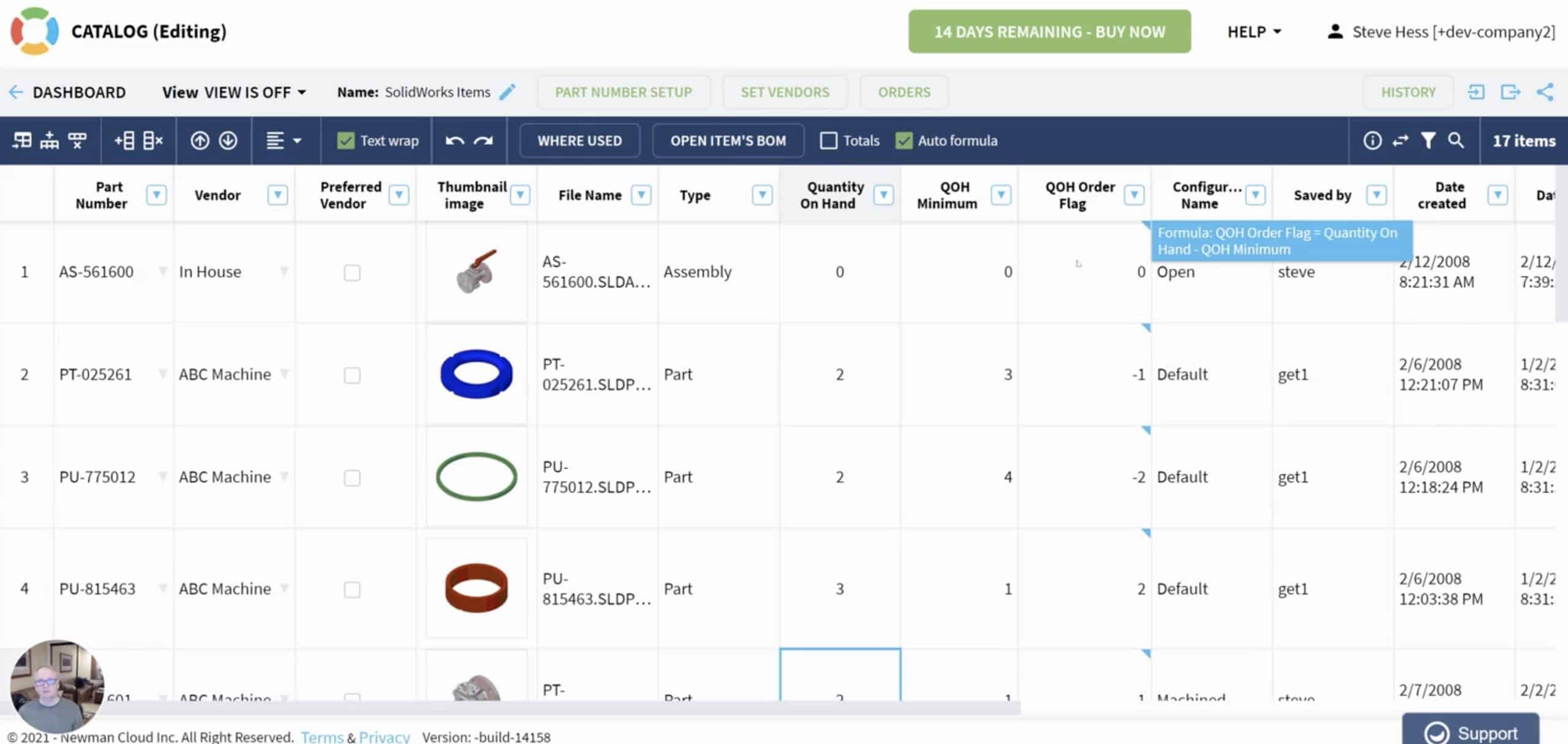 [VIDEO] Catalog Formulas and Replenishing Stock of Parts 