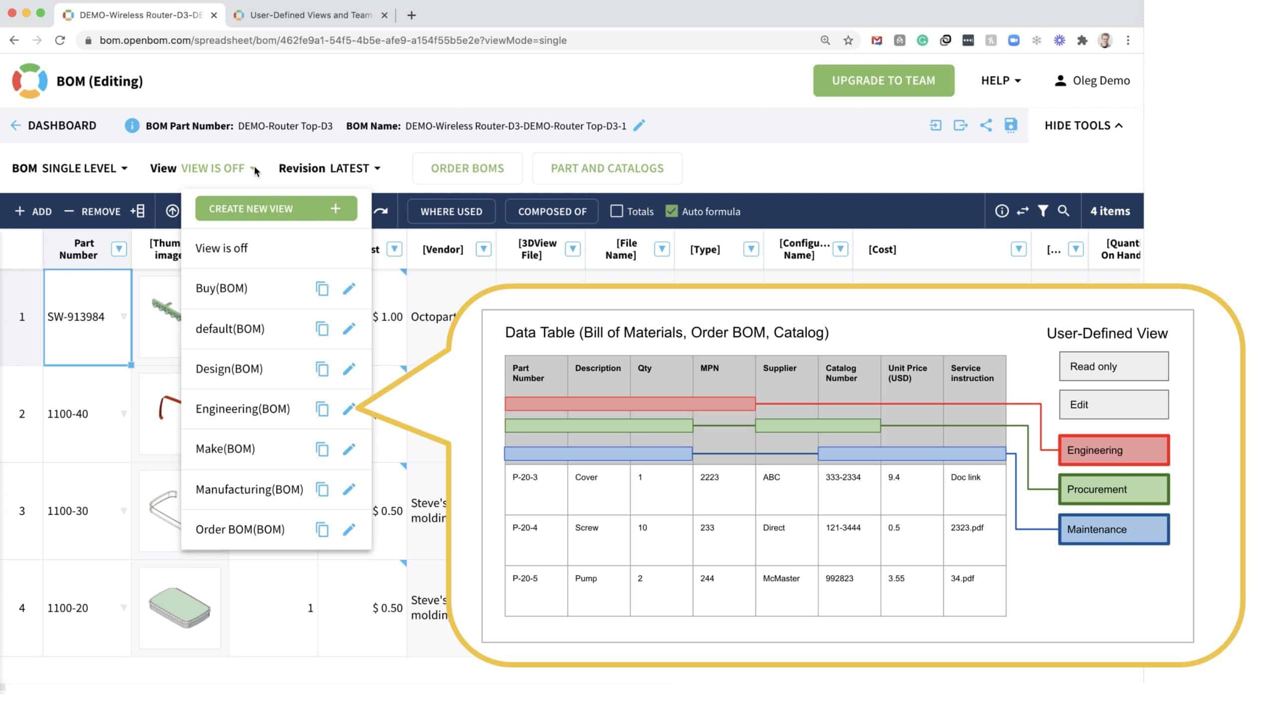 OpenBOM 101: Intro To User-Defined Views