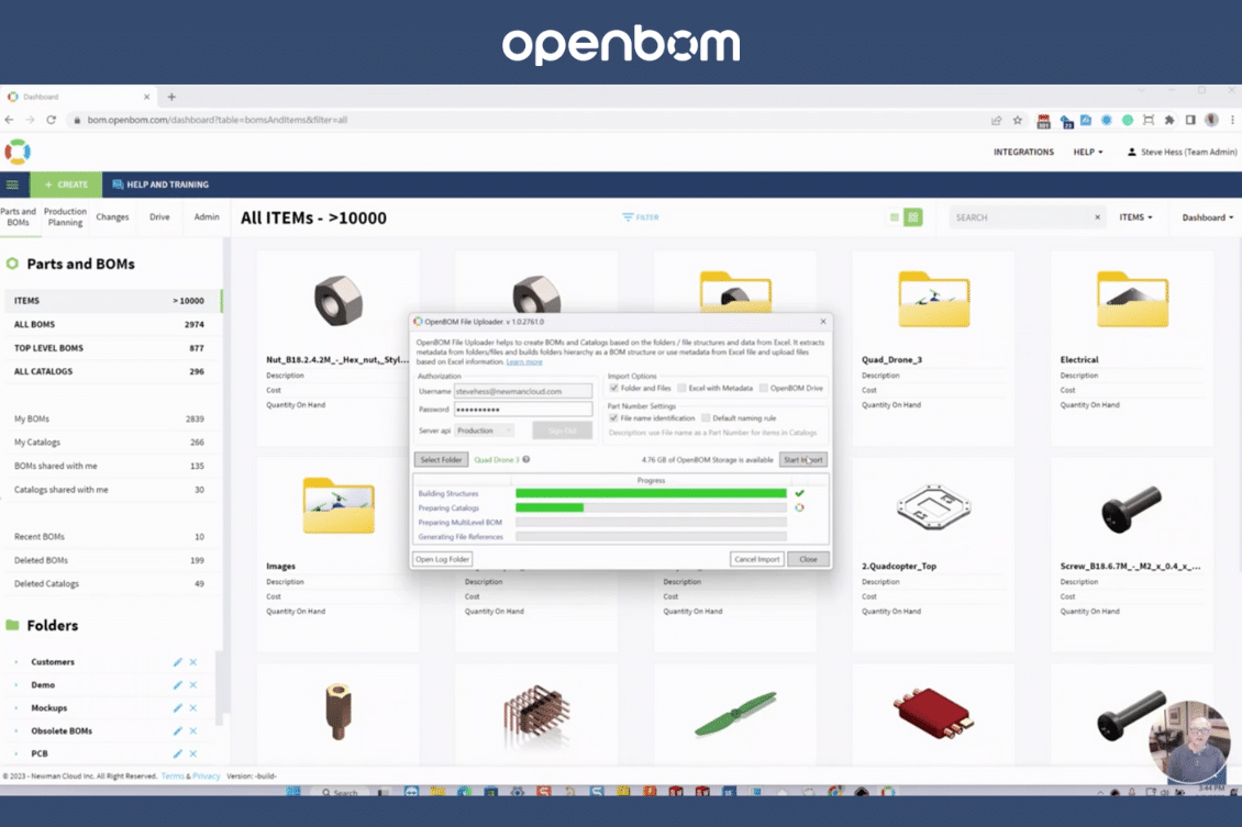 Sneak Peek: First Preview of OpenBOM Folder and File Batch Uploader