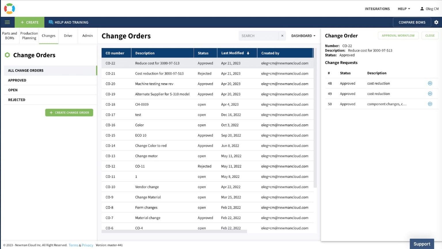 OpenBOM Change Management Demo – Change Order and Change Request - OpenBOM