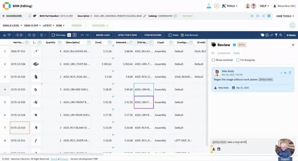OpenBom dashboard with version control and collaboration features