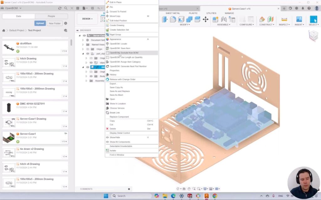 EBOM Purchased and phantoms - Autodesk Fusion