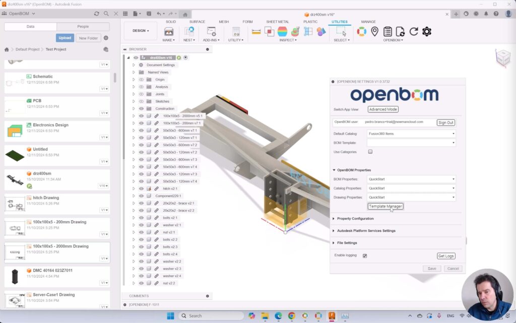 OpenBOM for Autodesk Fusion - settings