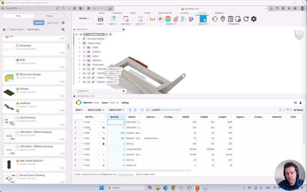 OpenBOM for Autodesk Fusion - embedded user interface for BOM and collaboration
