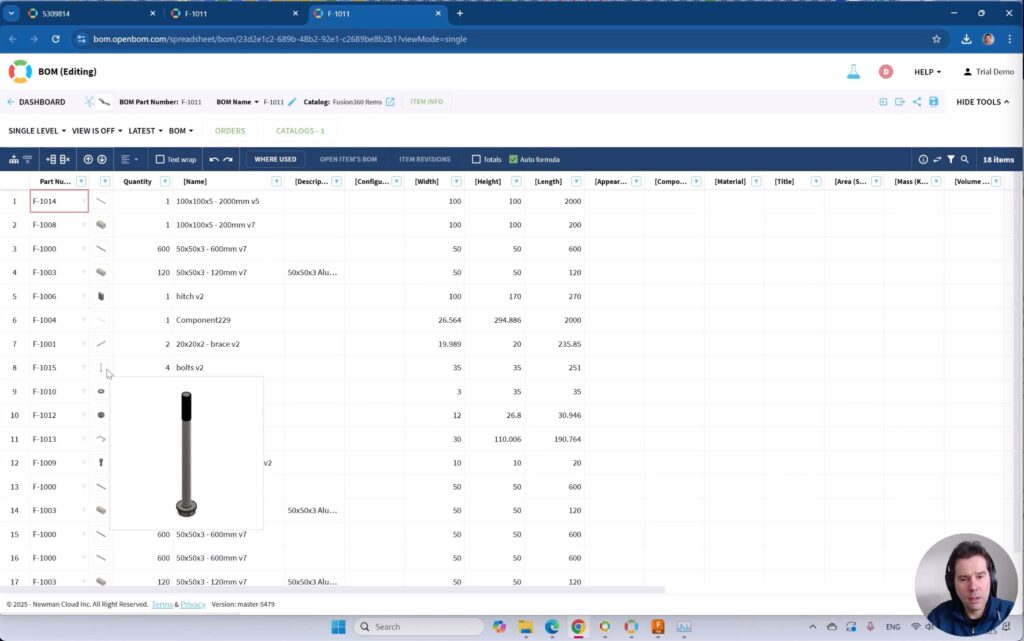 OpenBOM for Autodesk Fusion - View BOM in external browser