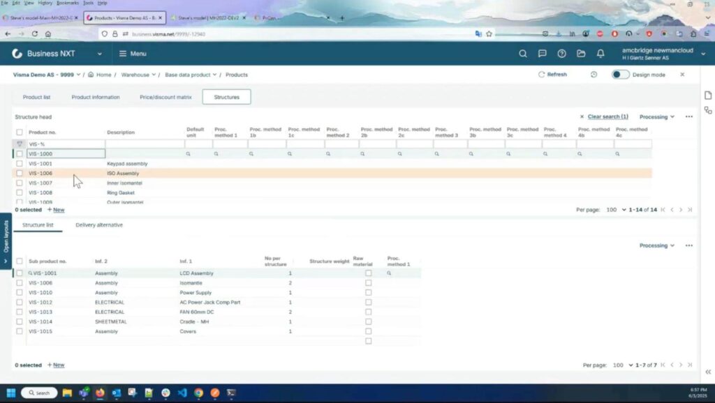 Data in Visma Enterprise NXT