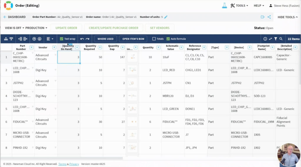 OpenBOM digital order and gap analysis