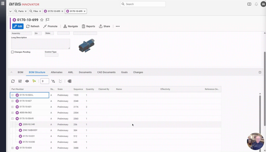 Watch data from OpenBOM in Aras